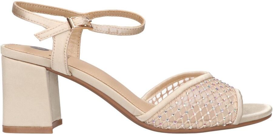 La Strada Blokhak champagne mesh met steentjes dames