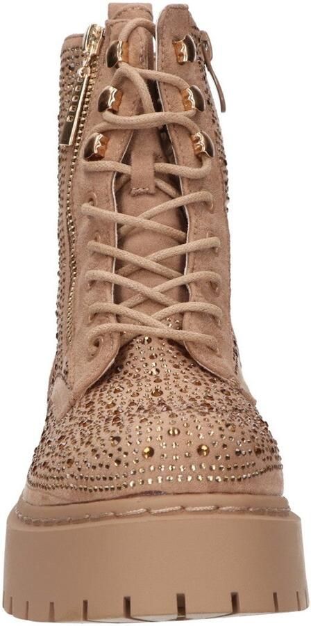 La Strada Bootie Met Steentjes Beige Suede Damesschoenen