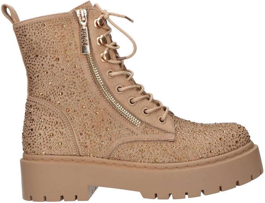La Strada Bootie Met Steentjes Beige Suede Damesschoenen