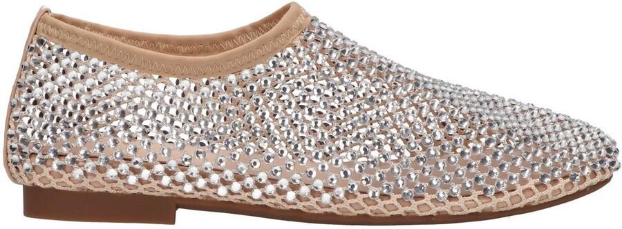 La Strada Flats Met Steentjes Beige Mesh Damesschoenen
