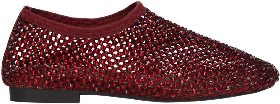 La Strada Flats Met Steentjes Bordo Mesh Damesschoenen