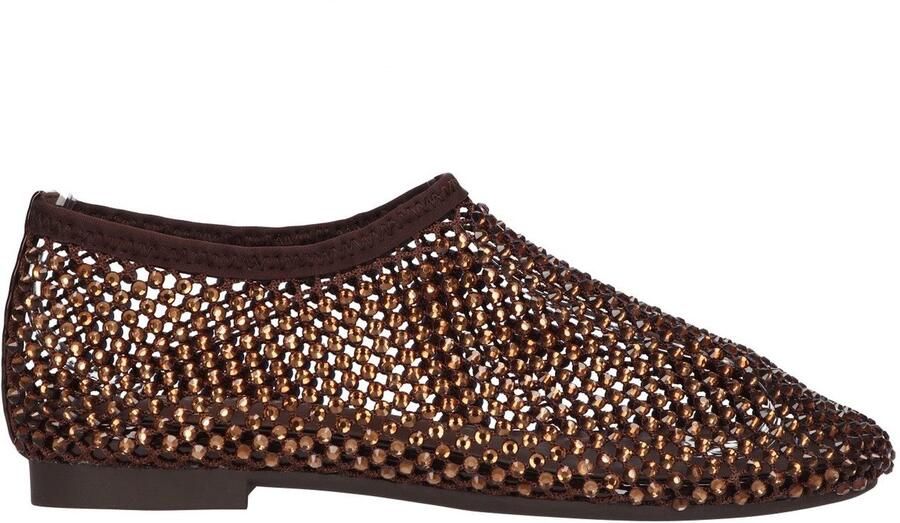 La Strada Flats Met Steentjes Bruin Mesh Damesschoenen