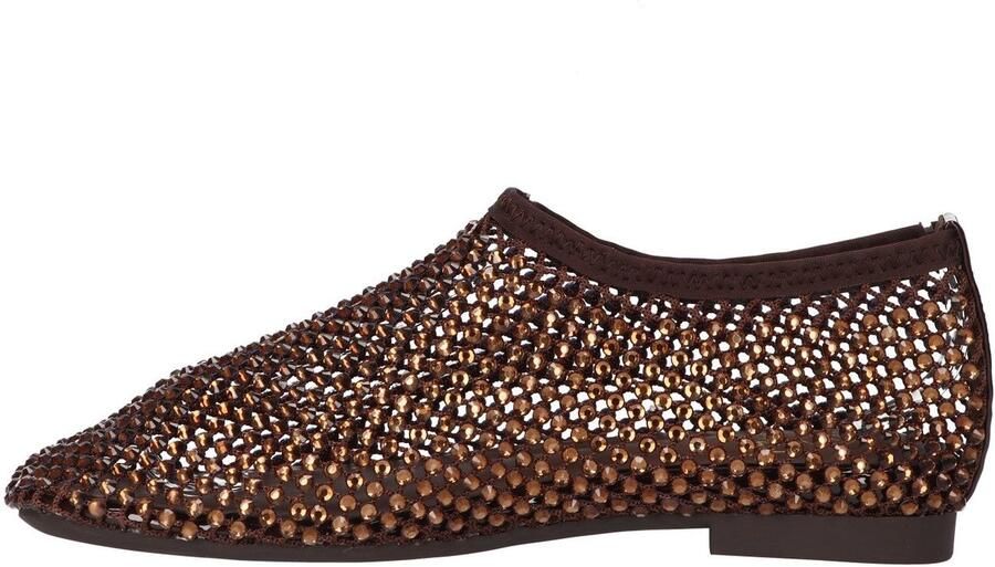 La Strada Flats Met Steentjes Bruin Mesh Damesschoenen