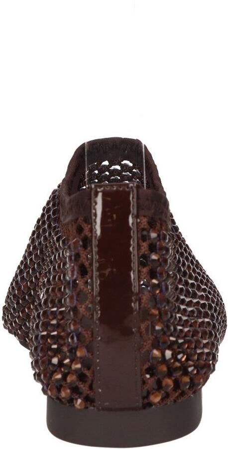 La Strada Flats Met Steentjes Bruin Mesh Damesschoenen