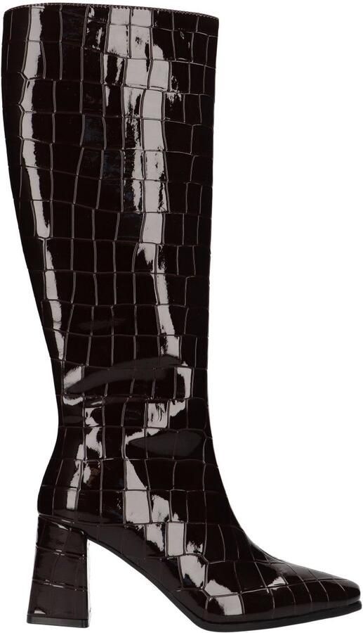 La Strada Hoge Laars Bruin Croco Damesschoenen