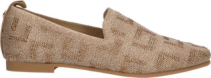 La Strada knitted loafers met glitters beige