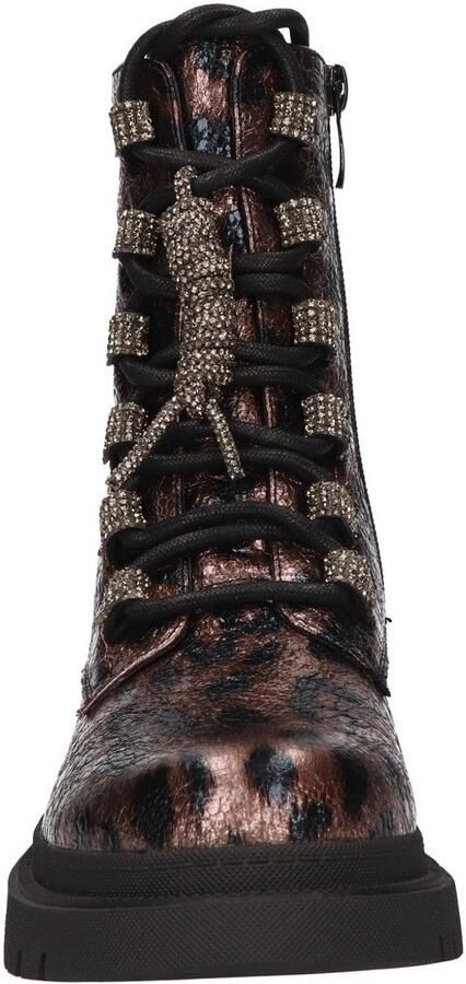 La Strada Metallic Veterboots Met Luipaardprint Damesschoenen