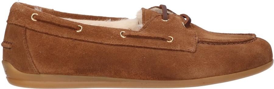 La Strada Mocassin camel met fur dames
