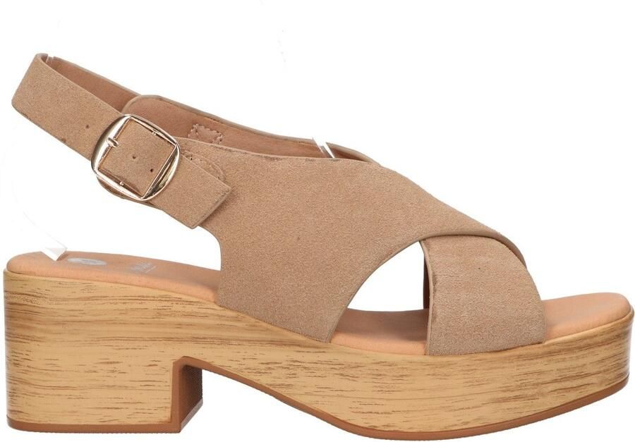 La Strada Platform Sandaal Beige Leer Damesschoenen - Foto 2