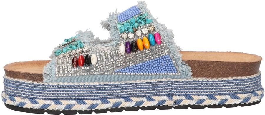 La Strada Platform Slipper Blauw Damesschoenen