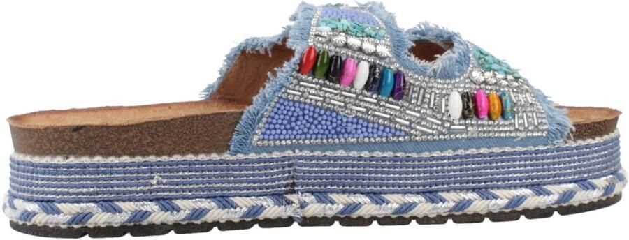 La Strada Platform Slipper Blauw Textiel Damesschoenen - Foto 2