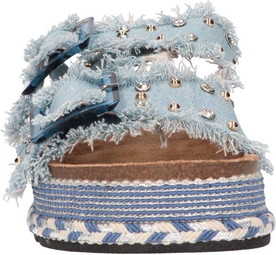 La Strada Platform Slipper Blauw Textiel Damesschoenen - Foto 2