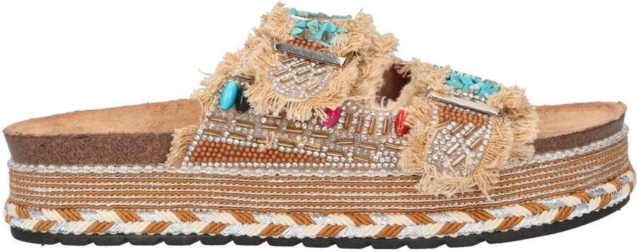 La Strada Platform Slipper Camel Textiel Damesschoenen - Foto 2