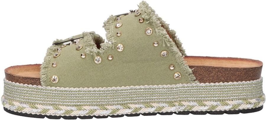 La Strada Platform Slipper Groen Damesschoenen