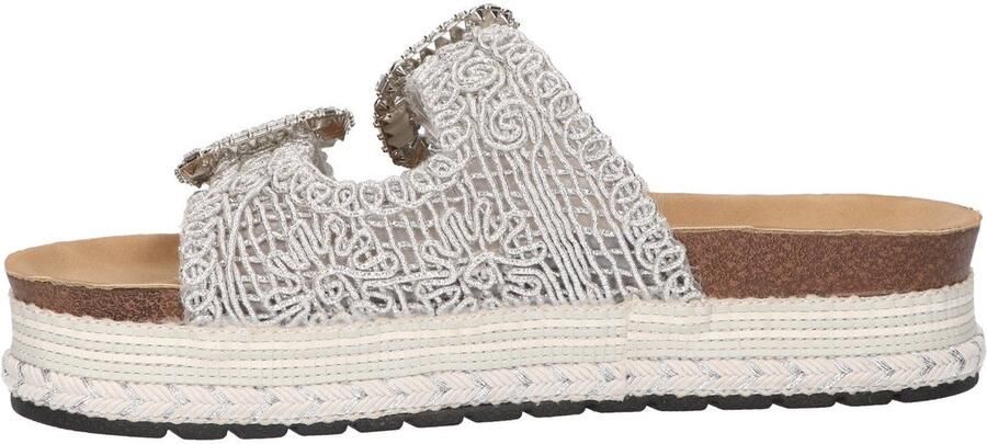 La Strada Platform Slipper Zilver Raffia Damesschoenen - Foto 2