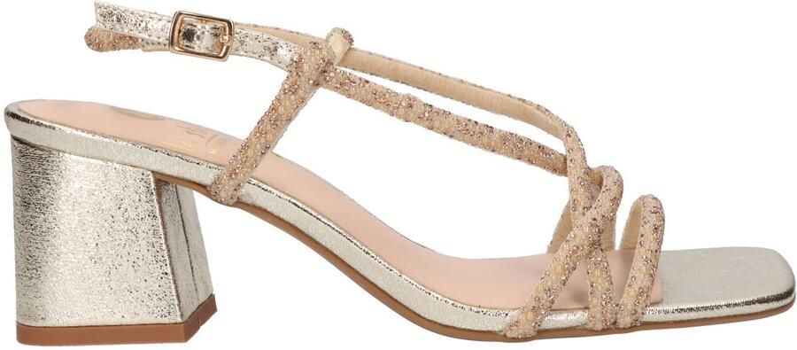 La Strada Gouden Strass Sandaletten Met Blokhak Damesschoenen