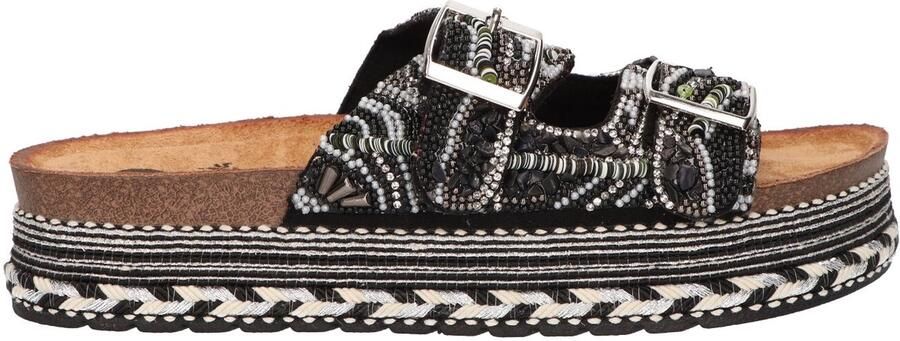 La Strada Platform Slipper Zwart Textiel Damesschoenen