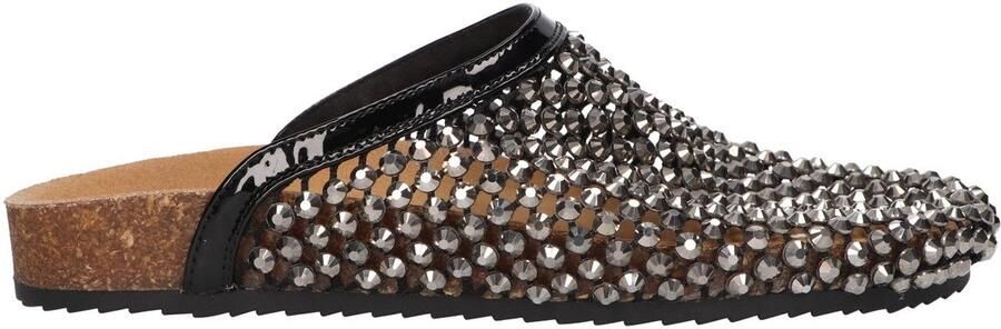 La Strada Slipper Met Steentjes Zwart Zilver Textiel Damesschoenen - Foto 2