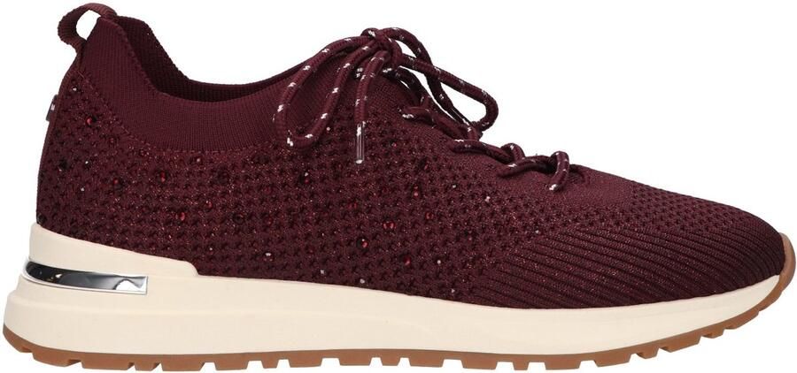 La Strada knitted sneakers met strass aubergine