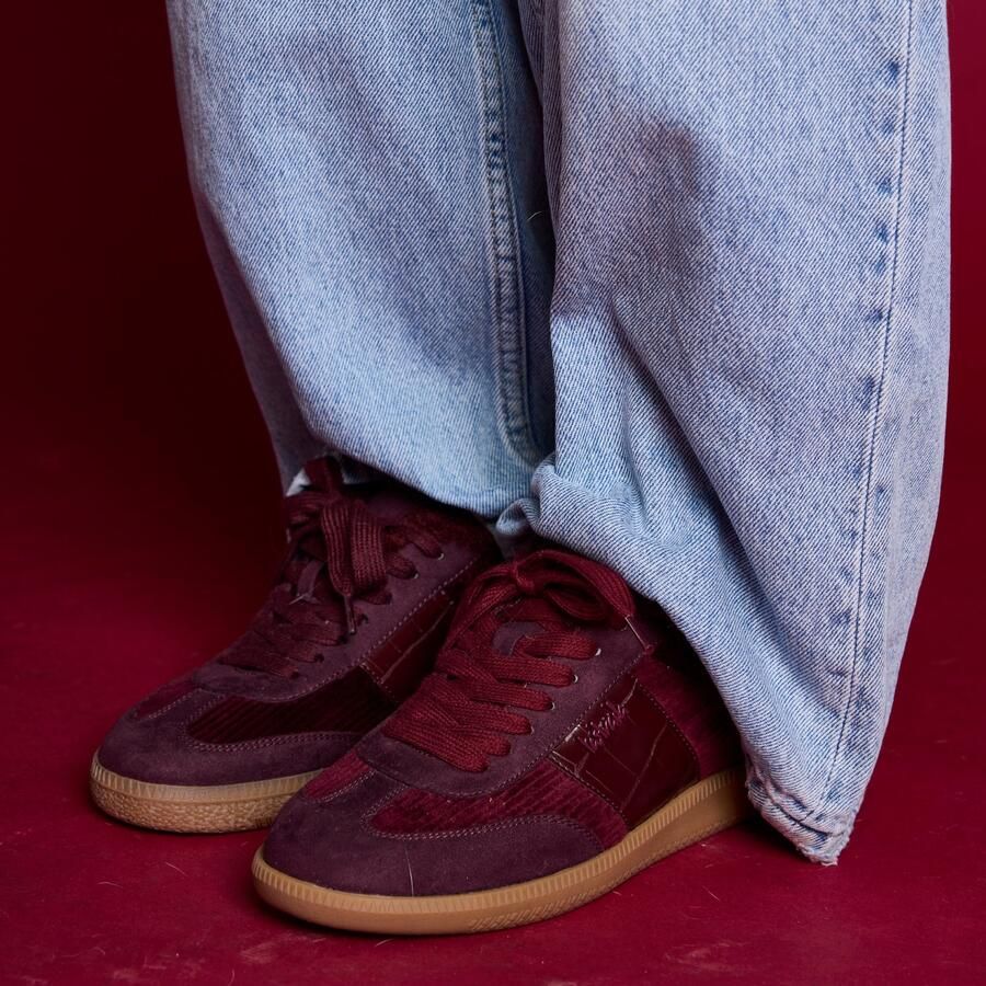 La Strada Sneaker Bordeaux Met Bont Damesschoenen
