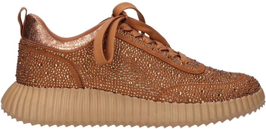 La Strada Sneaker Met Steentjes Bruin Textiel Damesschoenen