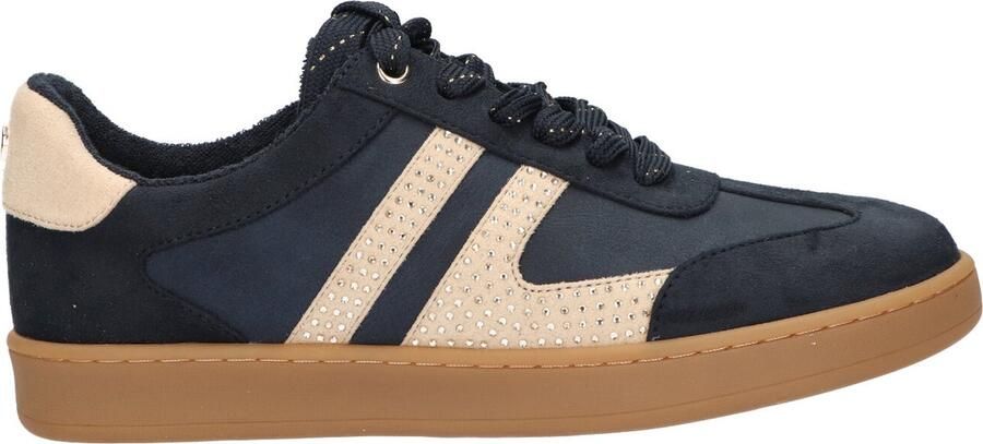La Strada Sneaker Donkerblauw Beige Textiel Damesschoenen