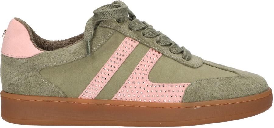 La Strada Sneaker Kaki Roze Textiel Damesschoenen