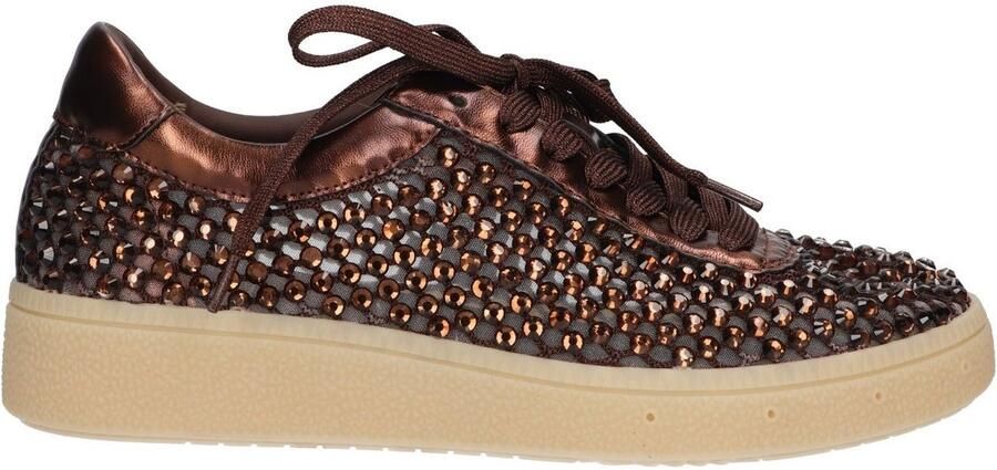 La Strada Sneaker Met Steentjes Bruin Mesh Damesschoenen