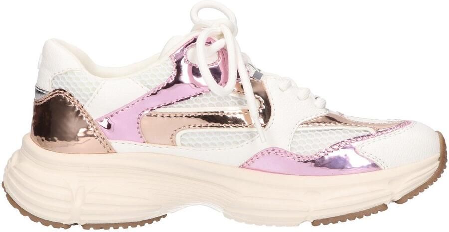 La Strada Sneaker Wit Roze Textiel Damesschoenen