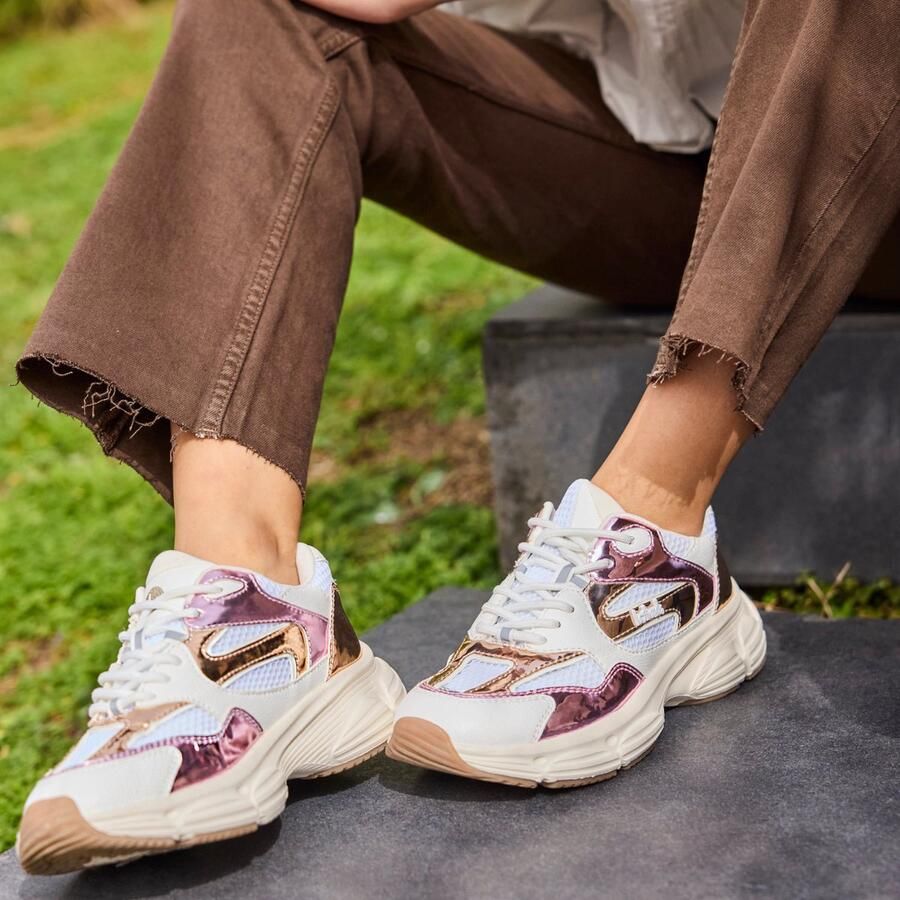 La Strada Sneaker Wit Roze Textiel Damesschoenen - Foto 4