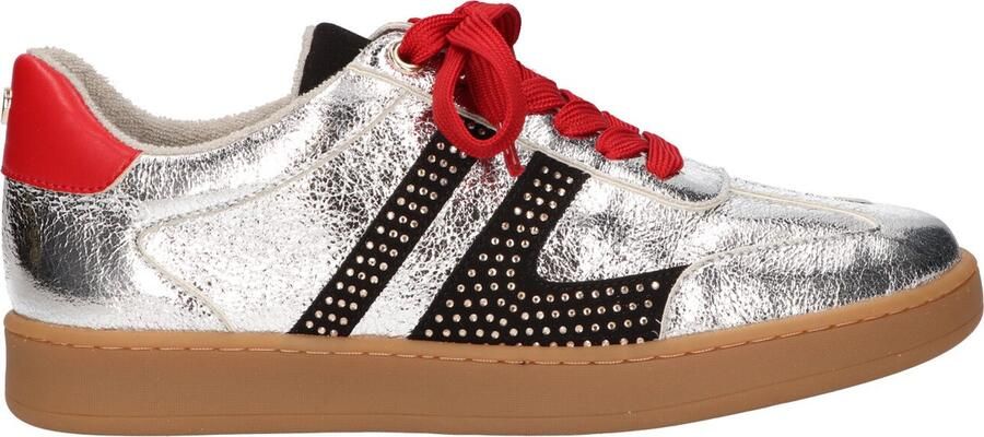 La Strada Sneaker Zilver Rood Synthetisch Damesschoenen
