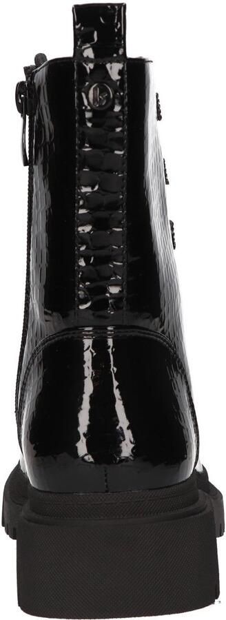 La Strada Zwarte Lak Veterboots Met Crocoprint Damesschoenen