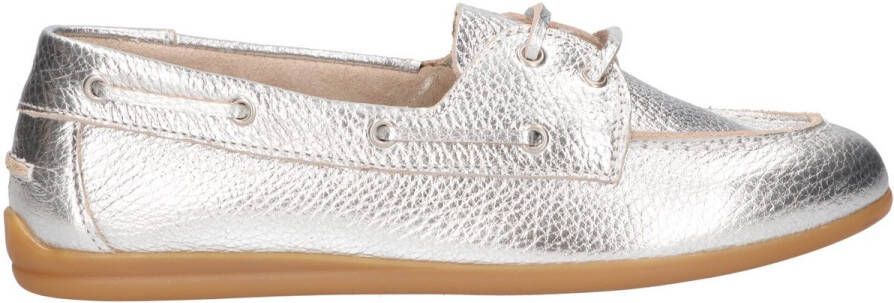 La Strada leren bootschoen zilver metallic dames