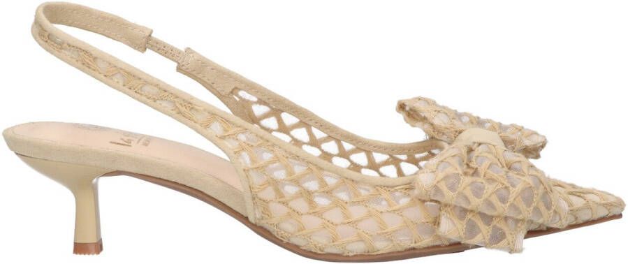 La Strada Slingback beige mesh met strik dames