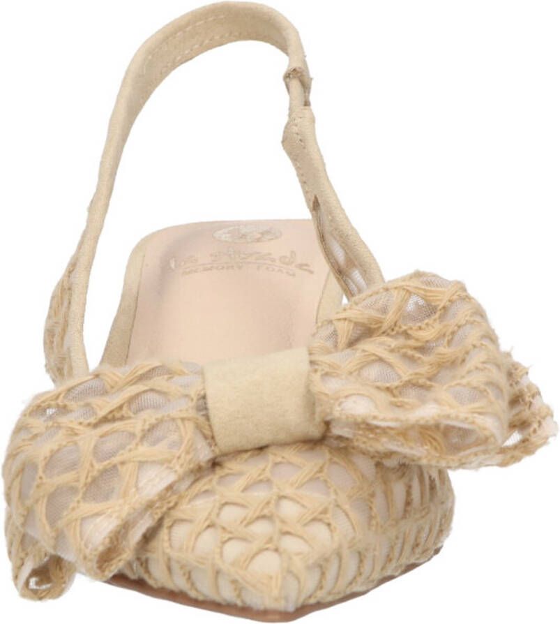 La Strada Slingback beige mesh met strik dames