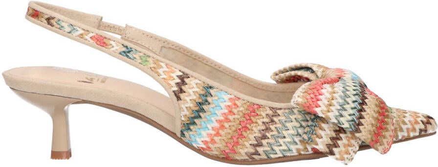 La Strada Slingback multicolor raffia met strik dames