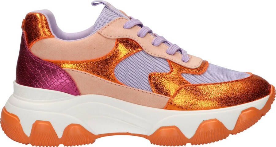 La Strada Sneaker Oranje Multi Textiel Synthetisch Damesschoenen