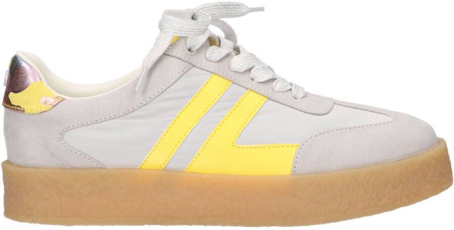 La Strada Sneaker lichtgrijs met gele strepen dames