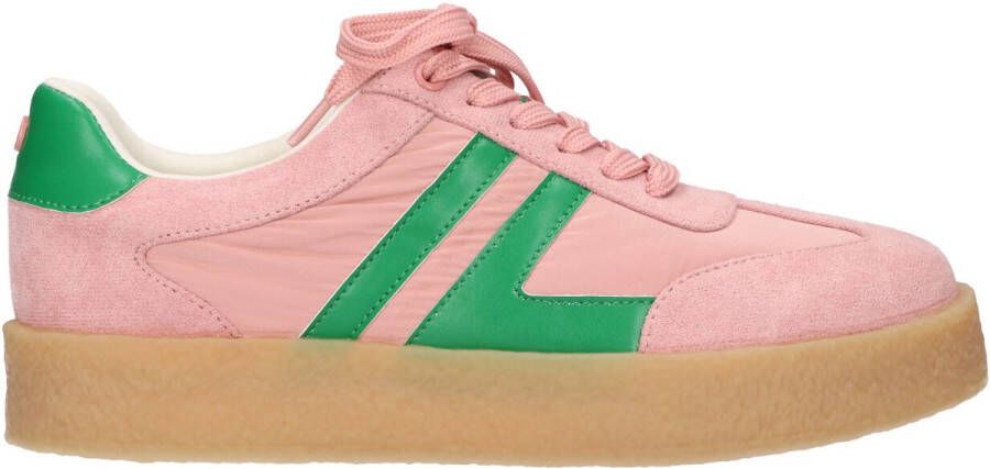 La Strada Sneaker roze met felgroene strepen dames