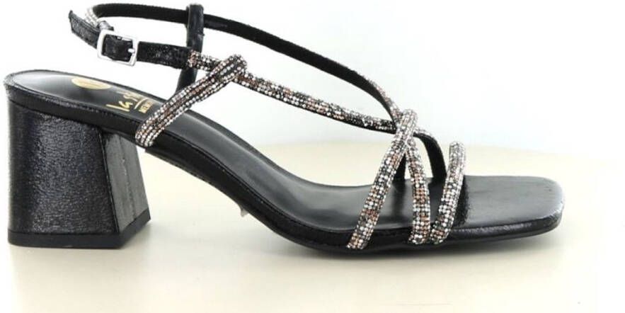 La Strada Zwarte strass sandaletten met blokhak dames