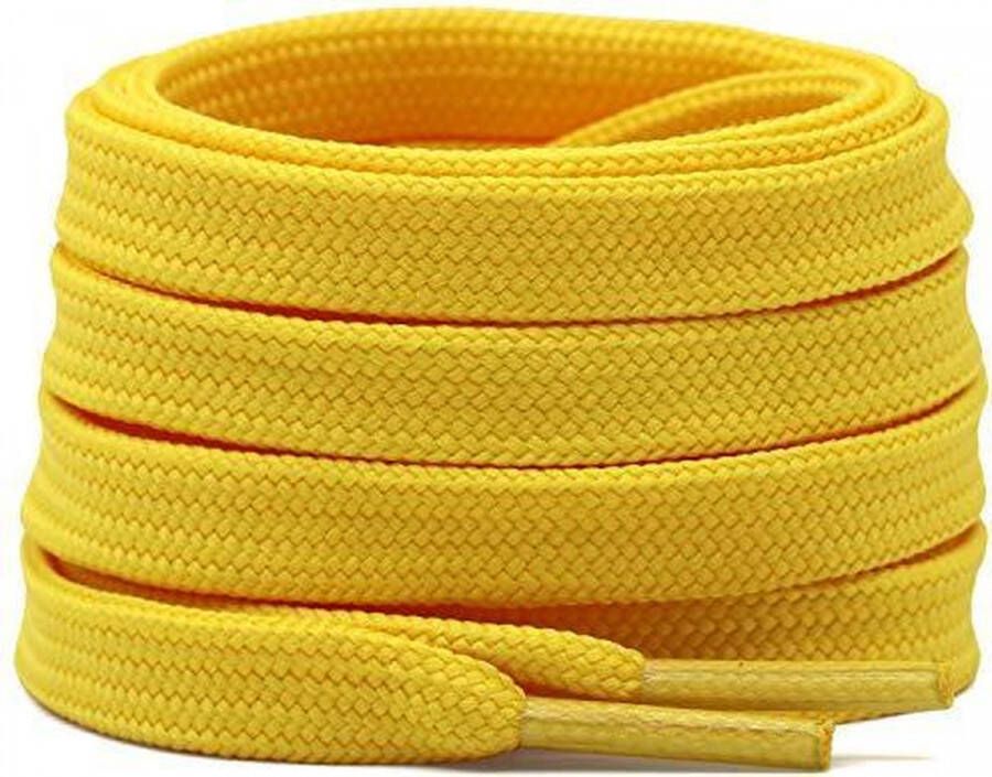 Lacetty Schoenveters Veters Sneakerveters Sportschoenen Plat Geel  Veterlengte 90 cm - Schoenen.nl