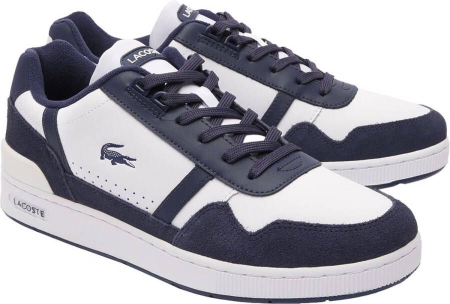 Lacoste Grafische Print T-Clip Leren Sneakers Blue Heren