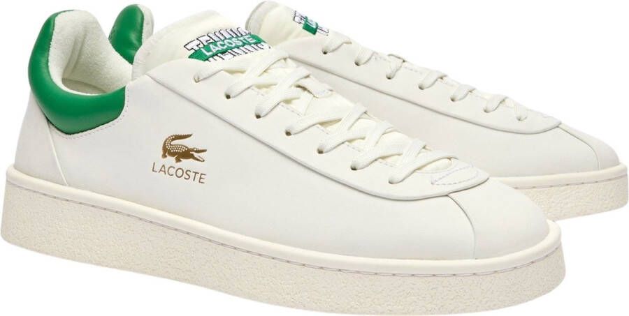 LACOSTE Lage Sneakers Heren Baseshot Premium Maat: 43 Materiaal: Leer Kleur: Wit