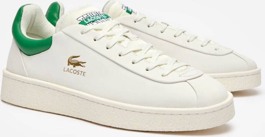 LACOSTE Lage Sneakers Heren Baseshot Premium Maat: 43 Materiaal: Leer Kleur: Wit