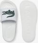 Lacoste Croco Dualiste Slide Slippers Voor Heren Rubberen Zool Logoprint Wit Groen - Thumbnail 1