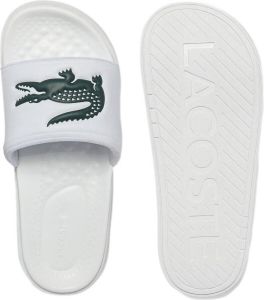 Lacoste Croco Dualiste Slide Slippers Voor Heren Rubberen Zool Logoprint Wit Groen