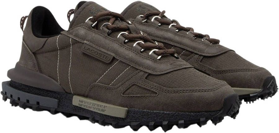Lacoste heren sneaker Elite H II suède en nylon bruin kaki