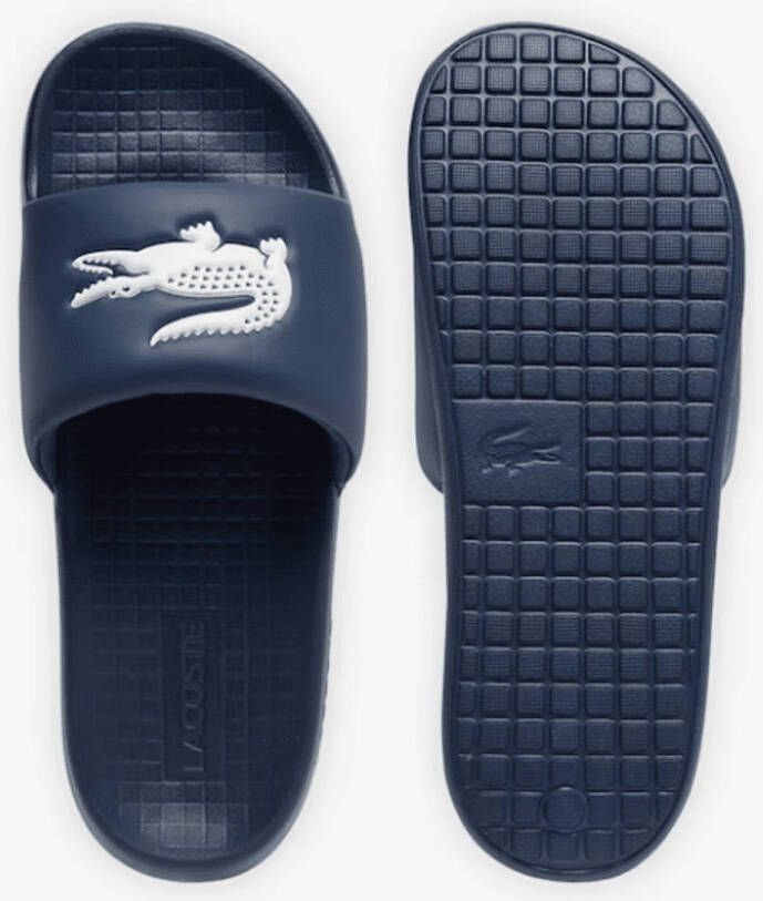 Lacoste Heren Badsleper Serve Slide Navy White BLAUW