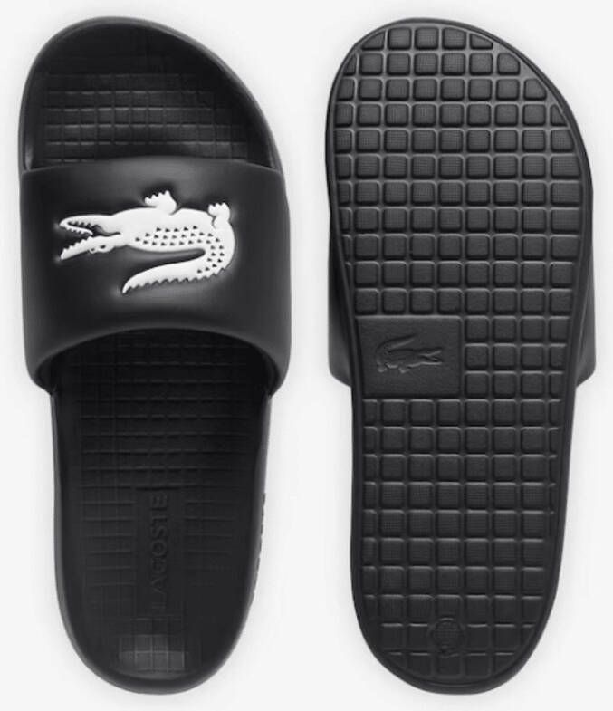 Lacoste Jongens Badslipper Serve Slide Black White ZWART