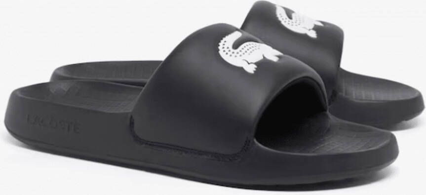 Lacoste Jongens Badslipper Serve Slide Black White ZWART